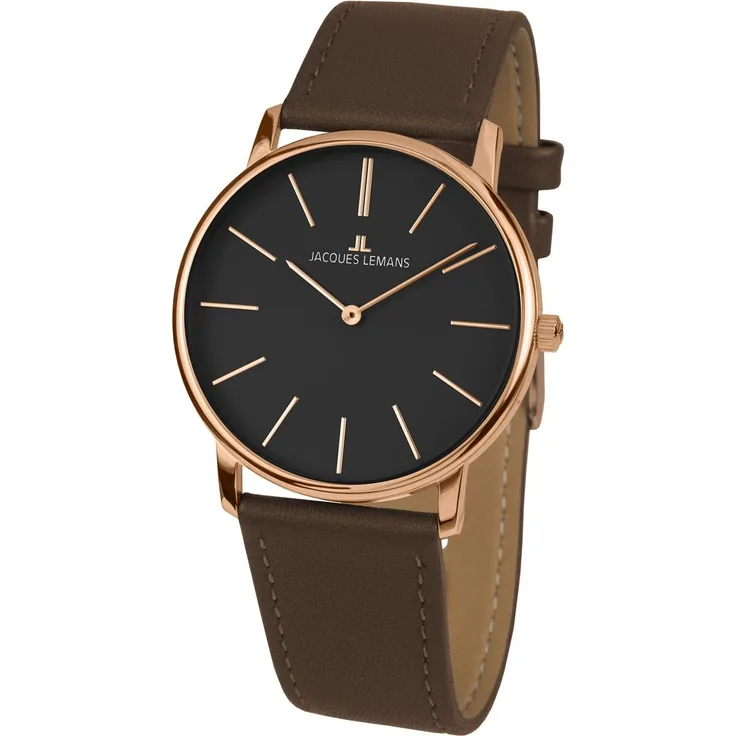 Jacques Lemans Damen Uhr 1-2004E Leder braun vergoldet