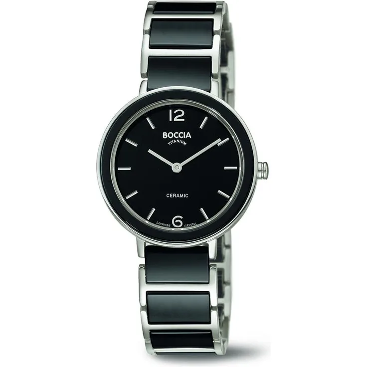 Boccia Damen Uhr 3311-02 Keramik schwarz