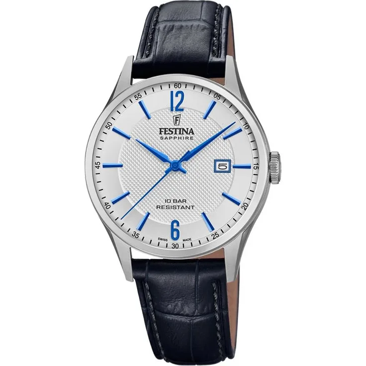 Festina Herren Uhr F20007/2 Swiss Made Leder Quarz
