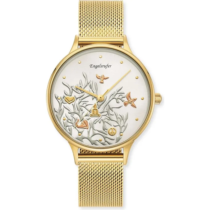 Engelsrufer Damen Uhr ERWA-TREE01-MG-MG Edelstahl vergoldet Milanaiseband Quarz