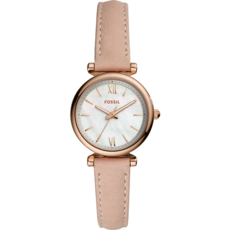 Fossil Damen Armbanduhr ES4699 Carlie Mini Edelstahl roségold plattiert, Analoguhr, roségold