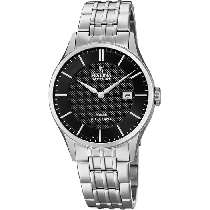 Festina Herren Uhr F20005/4 Swiss Made Edelstahl Quarz