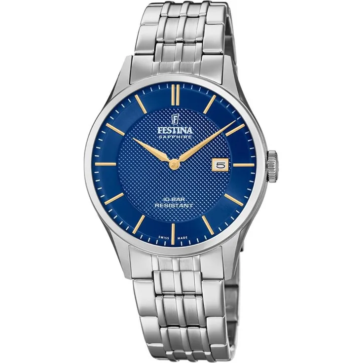 Festina Herren Uhr F20005/3 Swiss Made Edelstahl Quarz
