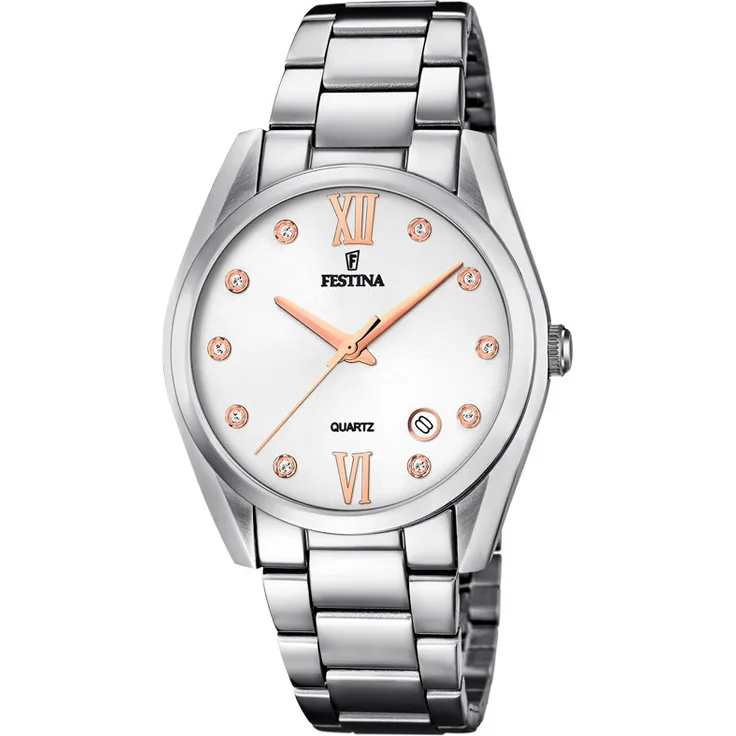 Festina Damen Uhr F16790/A Boyfriend Edelstahl Quarz Bicolor