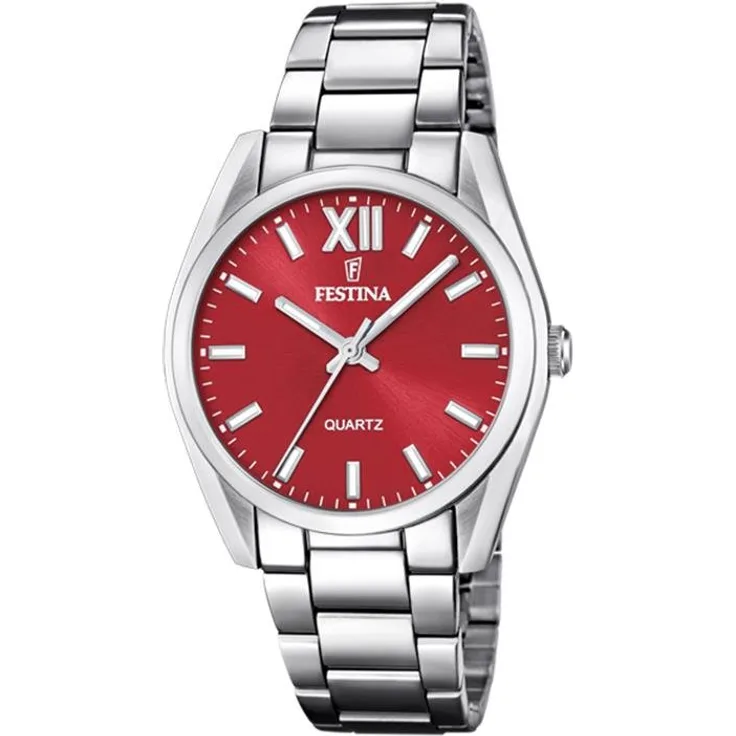 Festina Damen Uhr F20622/B Edelstahl Quarz rot