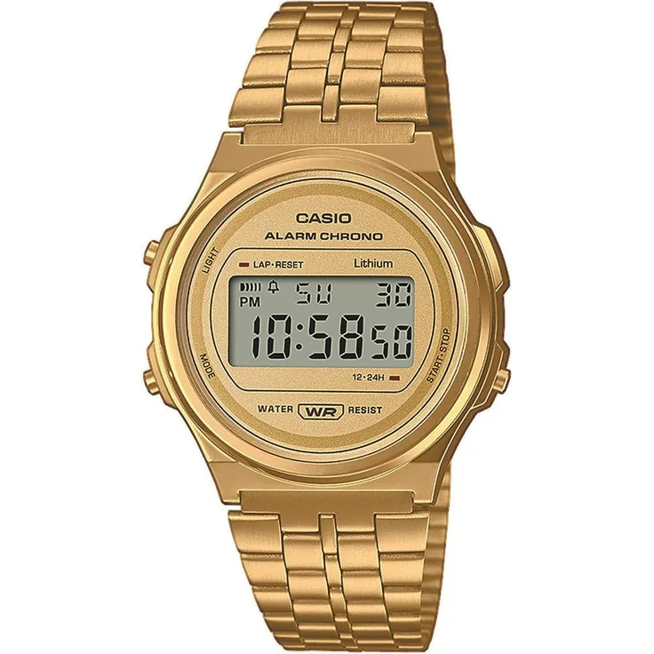 Casio Unisex Uhr A171WEG-9AEF Edelstahl, Digital