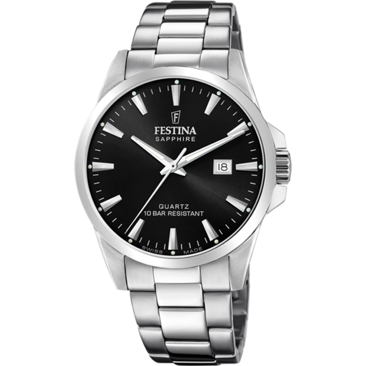 Festina Herren Uhr F20024/4 Edelstahl Swiss Made mit Datumsanzeige