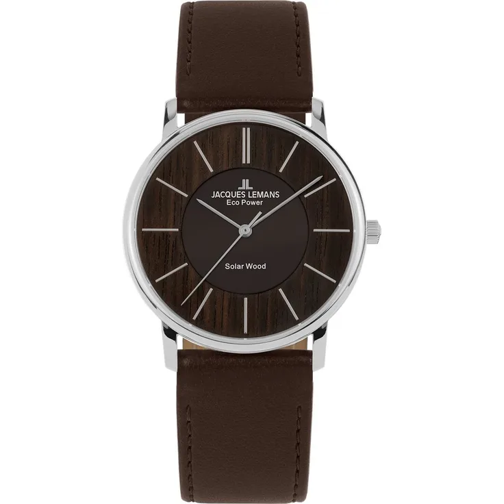 Jacques Lemans Damenuhr Power Solar 1 2106A veganes Leder braun, Analoguhr, braun