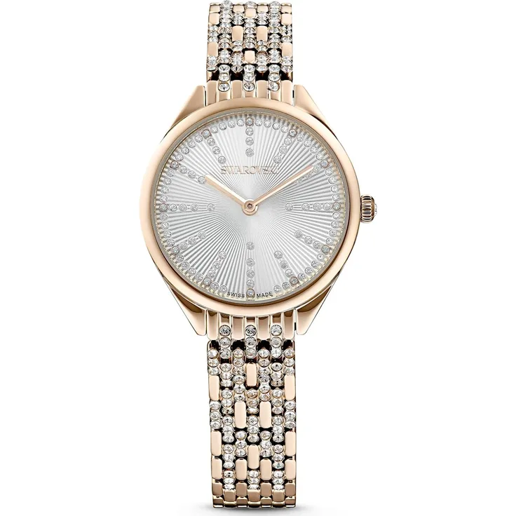 Swarovski Damen Uhr 5610484 Attract, Metallarmband, Weiss, Vergoldetes PVD-Finish