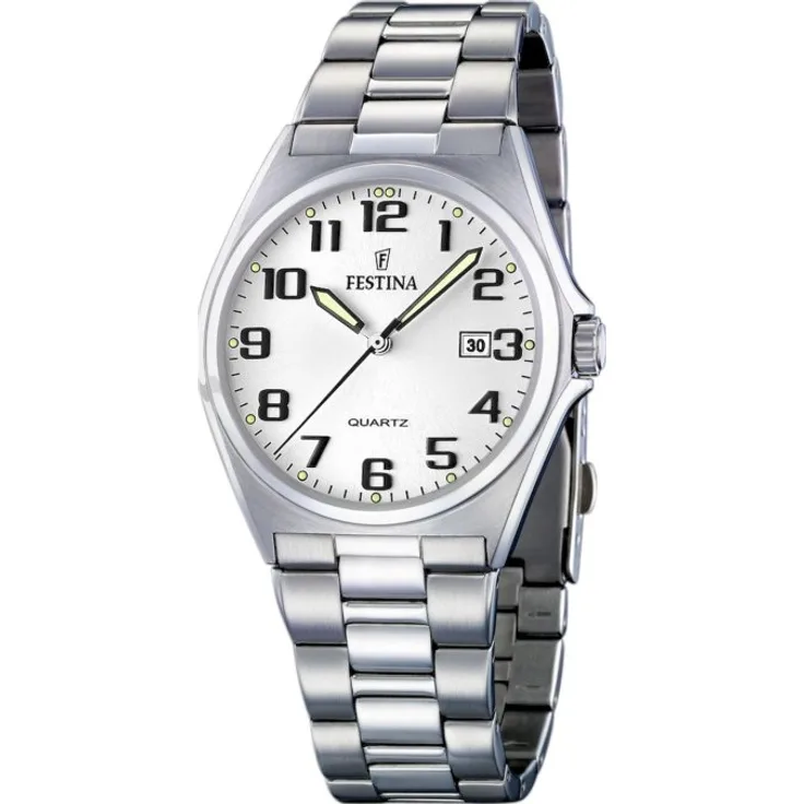 Festina Armbanduhr Herren Chronograph Klassik F16374 9, Quarzuhr, 40 mm, silber
