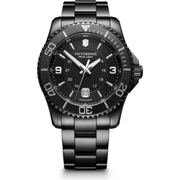 Victorinox Armbanduhr Herren Quarz Maverick Black Edition 241798, Quarzuhr, 43 mm, schwarz