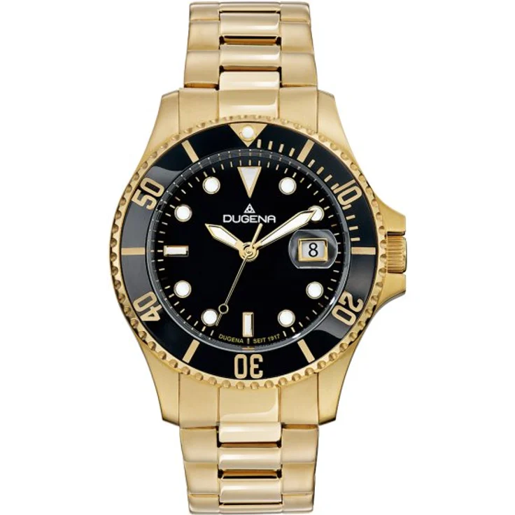 Dugena 4461010 Diver Herren Taucheruhr bis zu 30 ATM Goldfarben – Bild 1