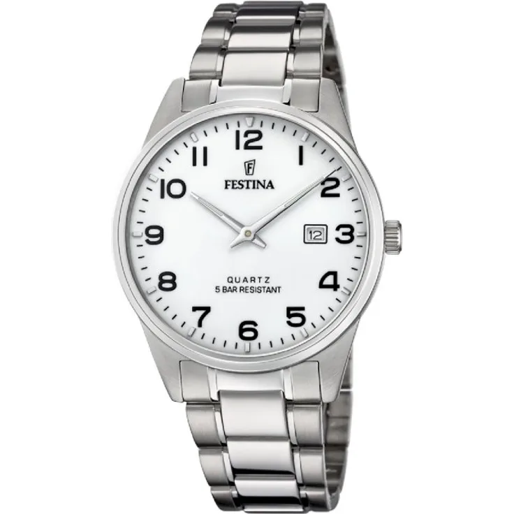 Festina Armbanduhr Herren Chronograph F20511 1 Stahlband Klassisch, Analoguhr, 34 mm, silber
