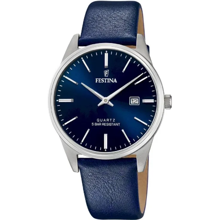 Festina Armbanduhr Herren Chronograph F20512 3 Stahlband Klassisch, Analoguhr, 34 mm, blau
