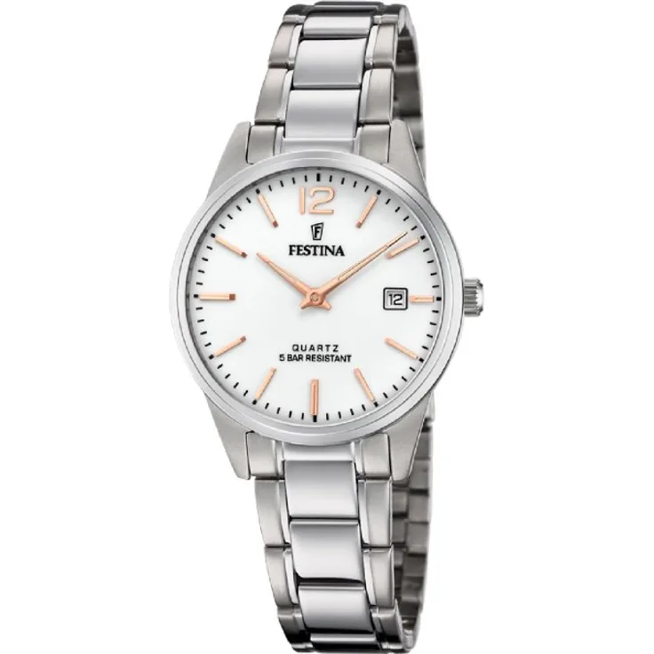 Festina Armbanduhr Damen F20509 2 Stahlband Klassisch, Analoguhr, silber