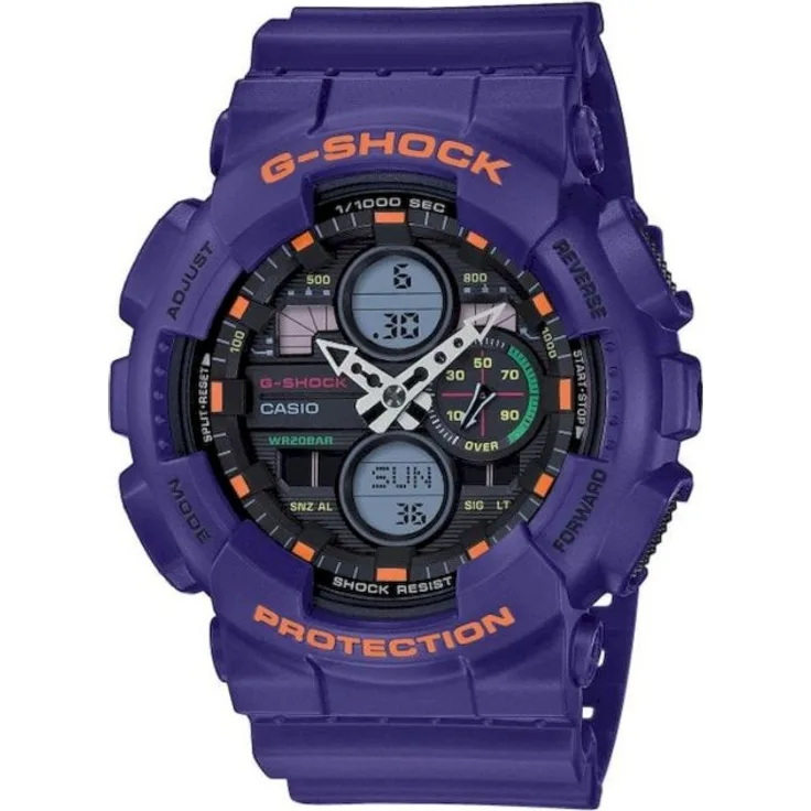Casio Armbanduhr Unisex GA 140 6AER G SHOCK, Quarzuhr, 51 mm, lila