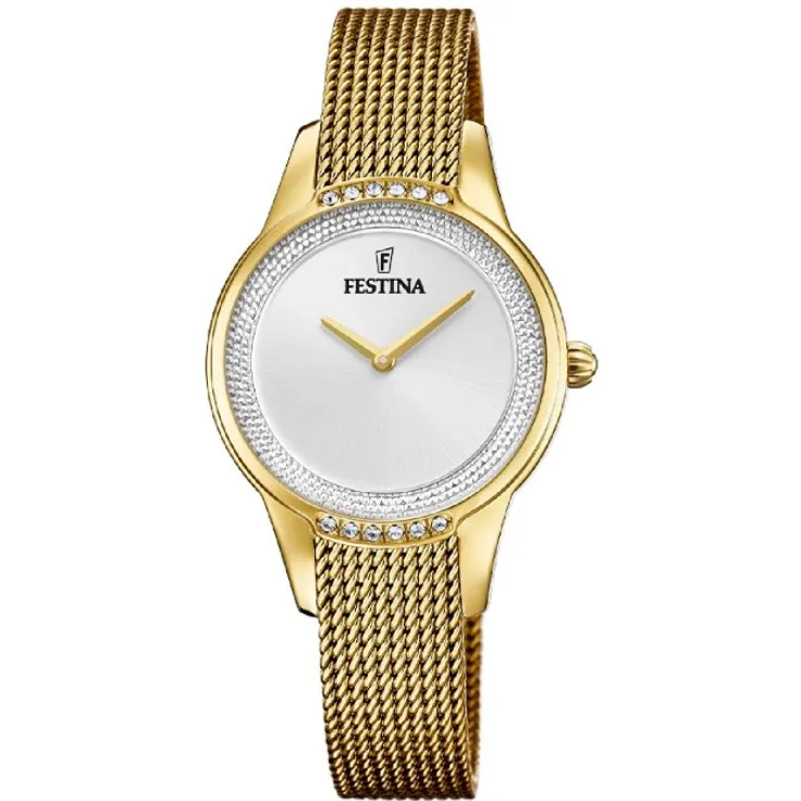 Festina Armbanduhr Damen F20495 1 Mademoiselle, Analoguhr, 25 mm, gelbgold