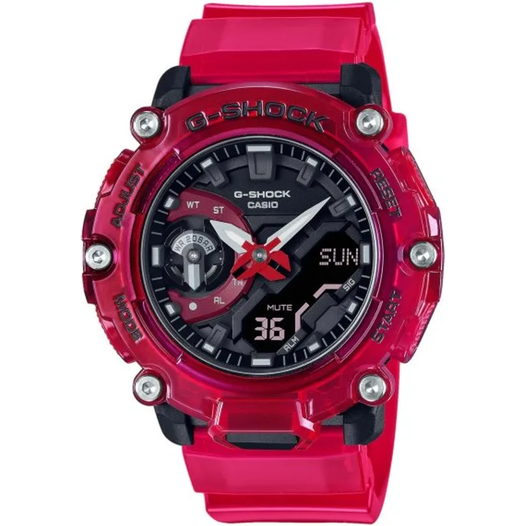 Casio Armbanduhr Herren Quarz G Shock GA 2200SKL 4AER, Quarzuhr, pink