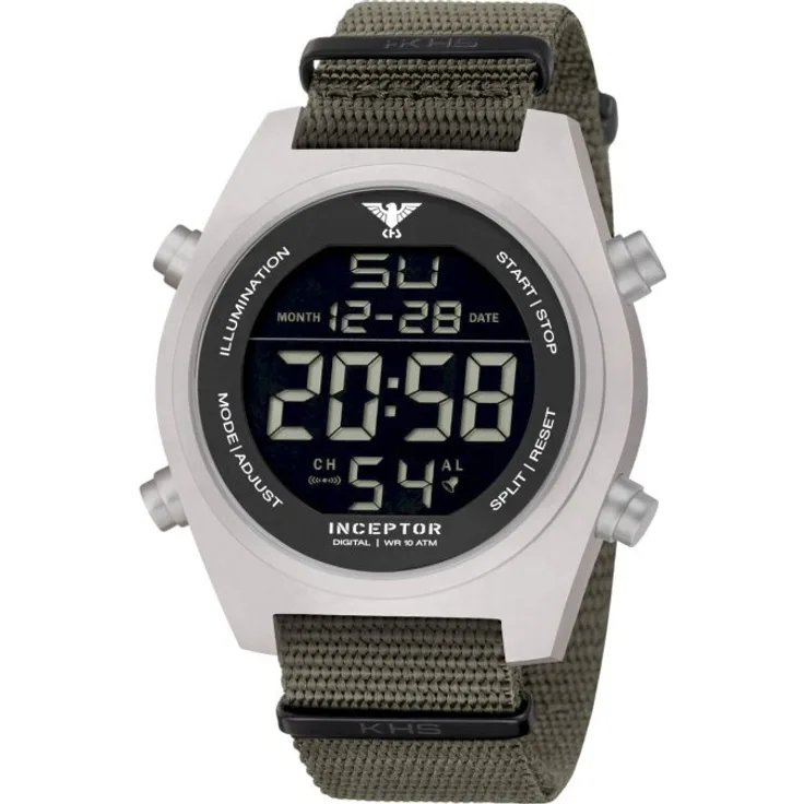 KHS Armbanduhr Herren Inceptor Steel digital KHS.INCSD.NSGO, Quarzuhr, 55 mm