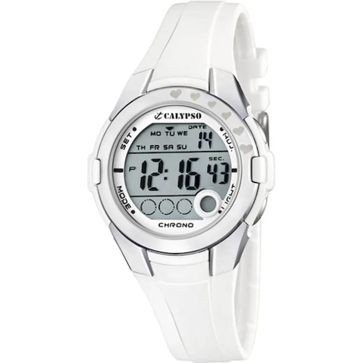 CALYPSO Armbanduhr Damen K5571 1 Multifunktion Trend, Digitaluhr, 38 mm, weiß