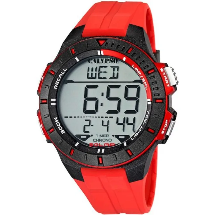 CALYPSO Armbanduhr Herren K5607 5 Multifunktion Sport, Digitaluhr, 46 mm, rot