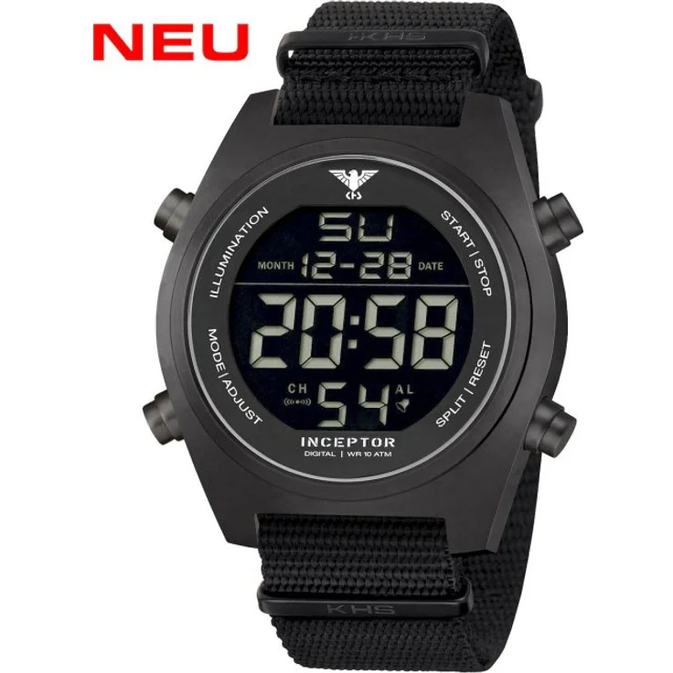 KHS Armbanduhr Herren Inceptor Black Steel digital KHS.INCBSD.NB, Quarzuhr, 50 mm, schwarz – Bild 1