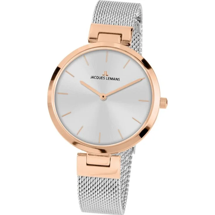 Jacques Lemans Armbanduhr Damen Milano Classic 1 2110K, Quarzuhr, 34 mm, silber