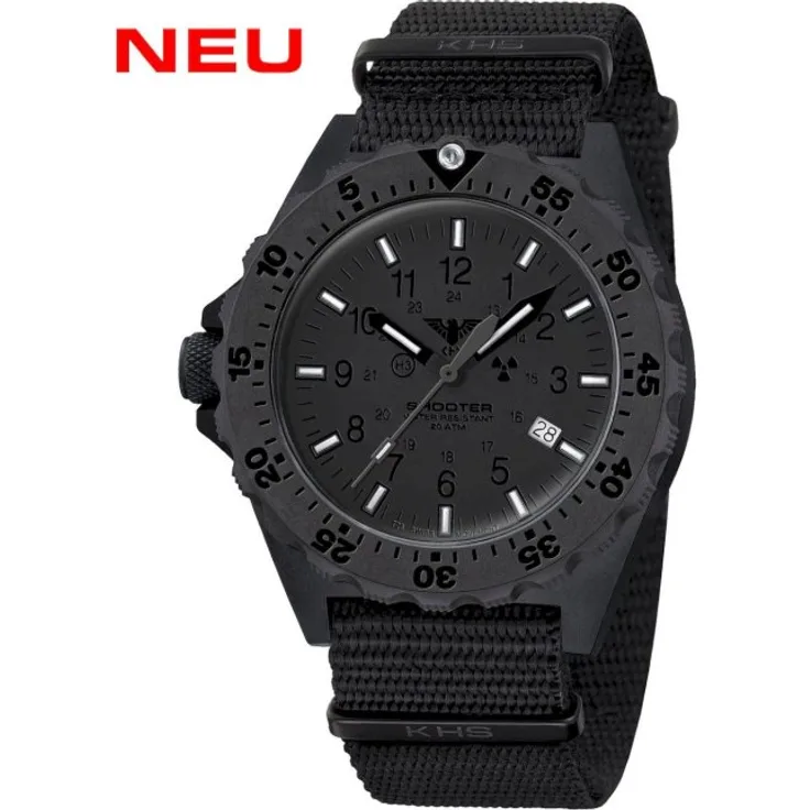 KHS Armbanduhr Shooter MKII XTAC mit Natoband schwarz KHS.SH2XTF.NB, Analoguhr, schwarz