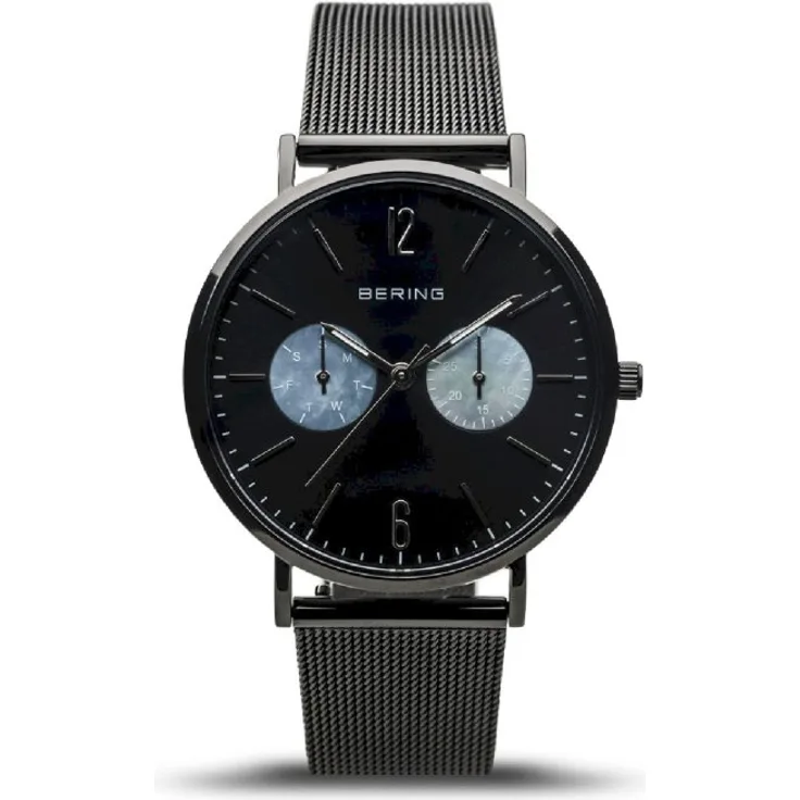 Bering Armbanduhr Damen Classic schwarz glänzend 14236 123, Quarzuhr, 36 mm, schwarz