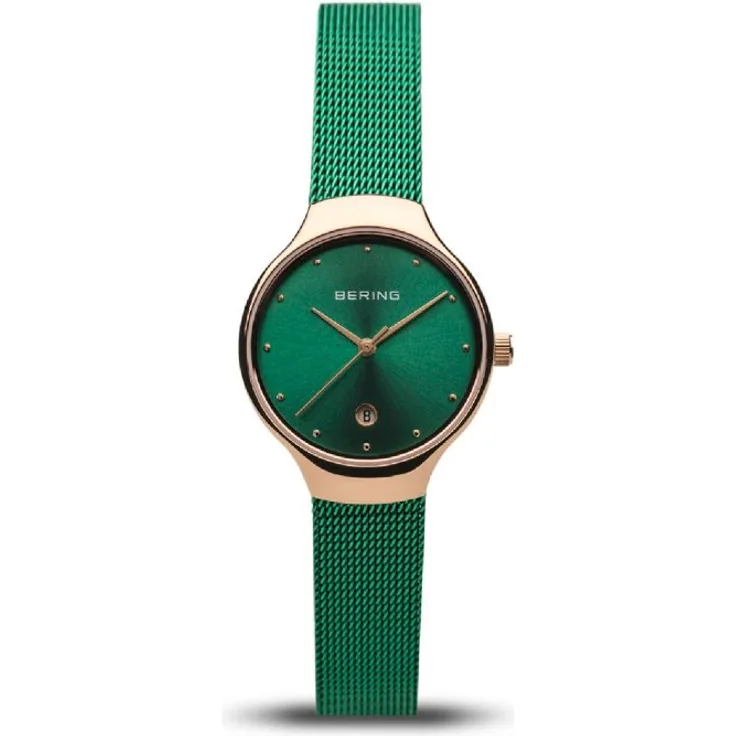 Bering Armbanduhr Damen Classic roségold glänzend 13326 868, Quarzuhr, 26 mm, grün
