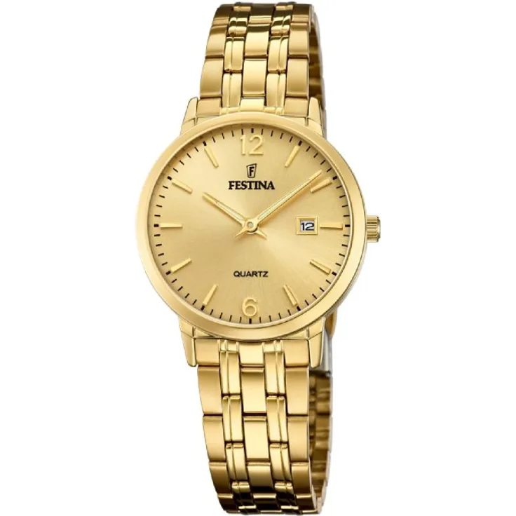 Festina Armbanduhr Damen F20514 3, Analoguhr, gelbgold