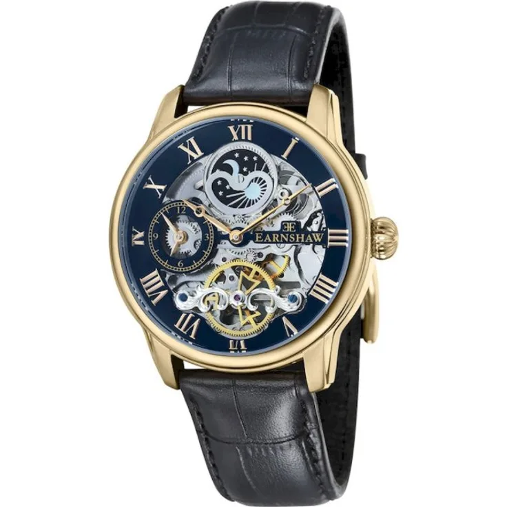 Thomas Earnshaw Armbanduhr Herren Chronograph Automatik ES 8006 05, Automatikuhr, 44 mm, schwarz