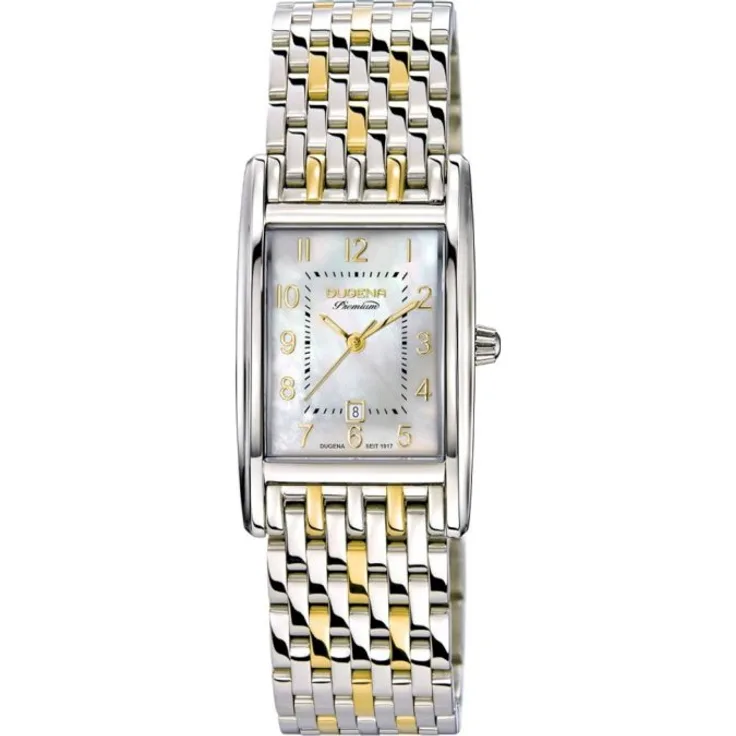 Dugena Armbanduhr Damen Quadra Artdéco Traditional Classic 7000122 1, Quarzuhr, 23 mm, bicolor