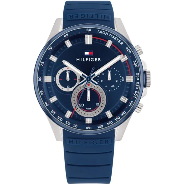 Tommy Hilfiger Armbanduhr Herren Quarz Max 1791970, Quarzuhr, 44 mm, blau