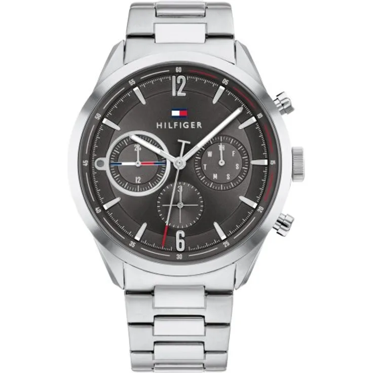 Tommy Hilfiger Armbanduhr Herren Chronograph Quarz Matthew 1791943, Quarzuhr, 44 mm, silber