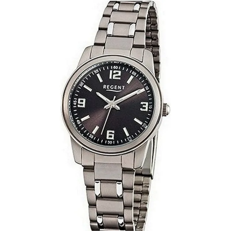 Regent Uhr Armbanduhr Damen F 858, Analoguhr, 27 mm, grau