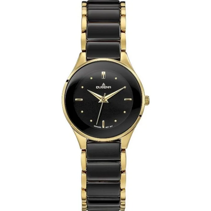 Dugena Armbanduhr Damen Keramikuhren Ronda Ceramica 4460771, Quarzuhr, 29 mm, schwarz