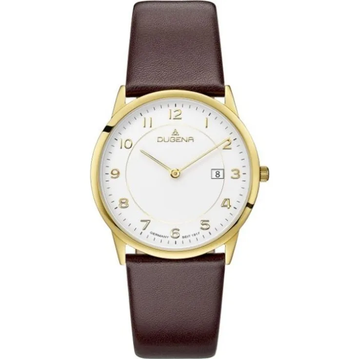 Dugena Armbanduhr Herren Chronograph Modern Classic Modena XL 4460743, Analoguhr, 37,5 mm, braun