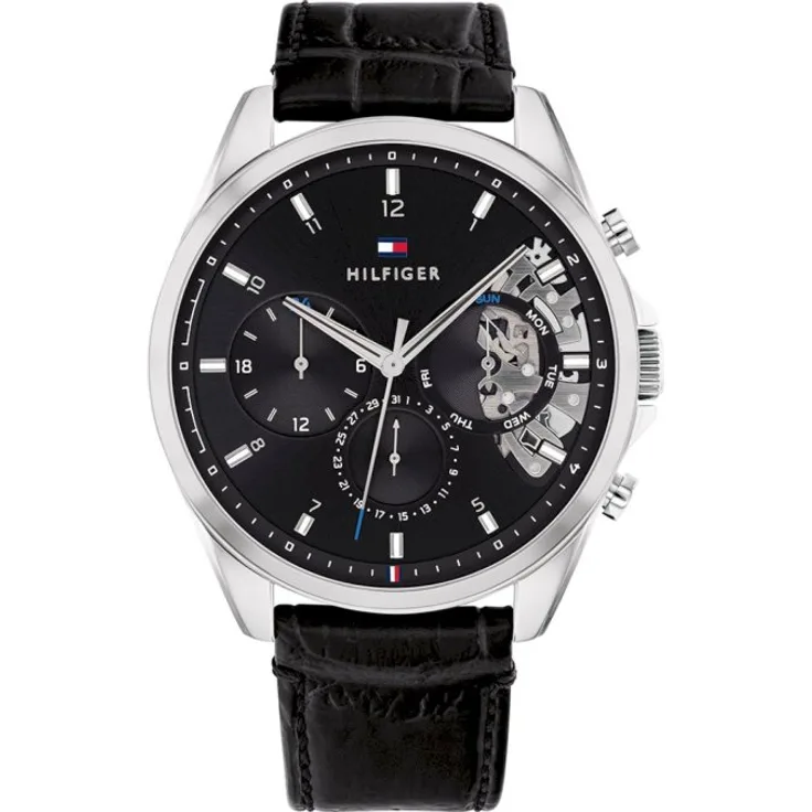 Tommy Hilfiger Armbanduhr Herren DRESSED 1710449, Quarzuhr, 44 mm, schwarz