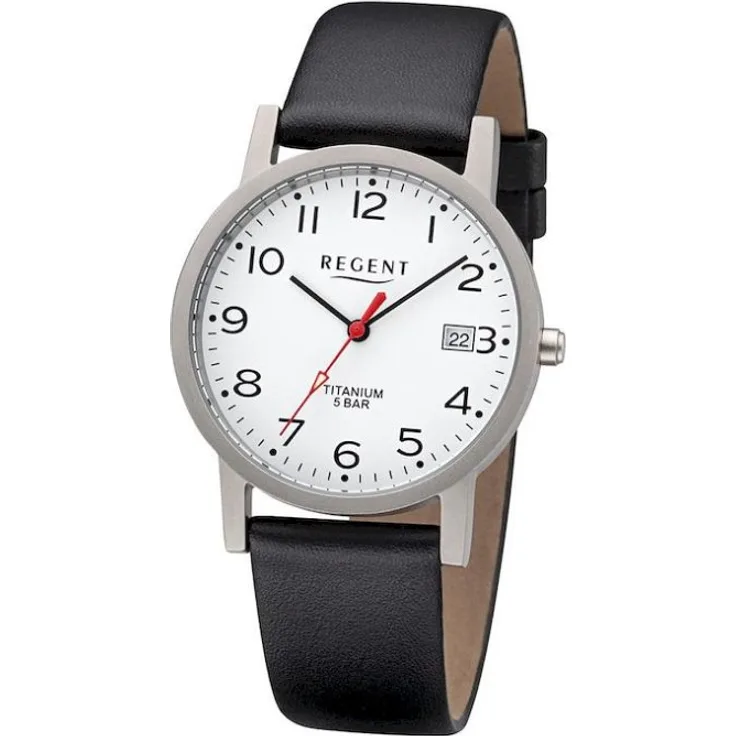 Regent Armbanduhr Herren Chronograph F 1225, Analoguhr, 34 mm, schwarz