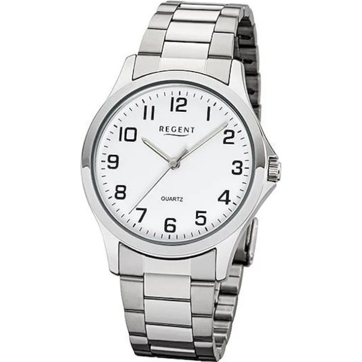 Regent Armbanduhr Herren Chronograph 1152412, Quarzuhr, 39 mm, silber