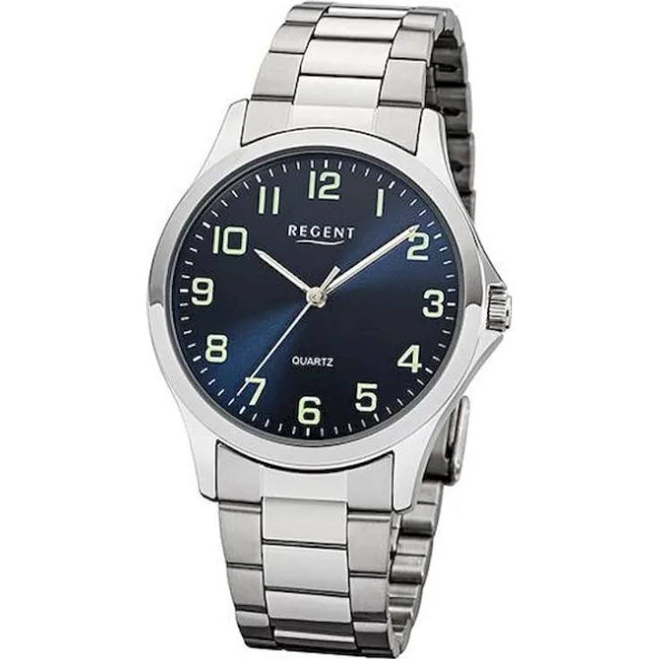Regent Armbanduhr Herren Chronograph 1152406, Quarzuhr, 39 mm, silber