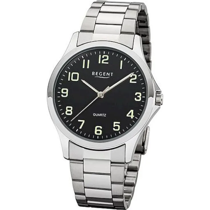 Regent Armbanduhr Herren Chronograph 1152411, Analoguhr, 39 mm, silber