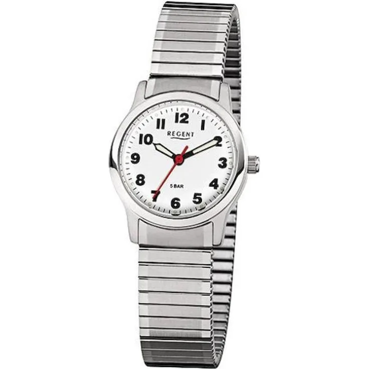 Regent Armbanduhr Damen Zugarmband F 898, Quarzuhr, 28 mm, silber