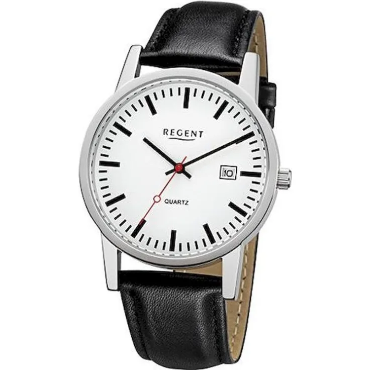 Regent Armbanduhr Herren Chronograph F 1027, Analoguhr, 38 mm, schwarz