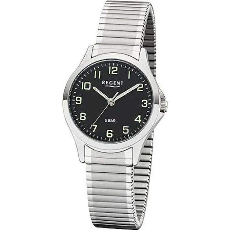 Regent Armbanduhr Damen Zugarmband 2242415, Quarzuhr, 29 mm, silber