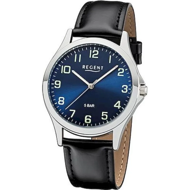 Regent Armbanduhr Herren Chronograph 1112421, Quarzuhr, 39 mm, schwarz