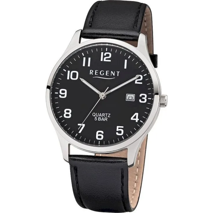 Regent Armbanduhr Herren Chronograph 1113406, Analoguhr, 40 mm, schwarz