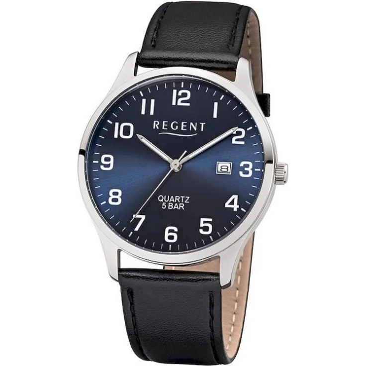 Regent Armbanduhr Herren Chronograph F 1240, Analoguhr, 40 mm, schwarz