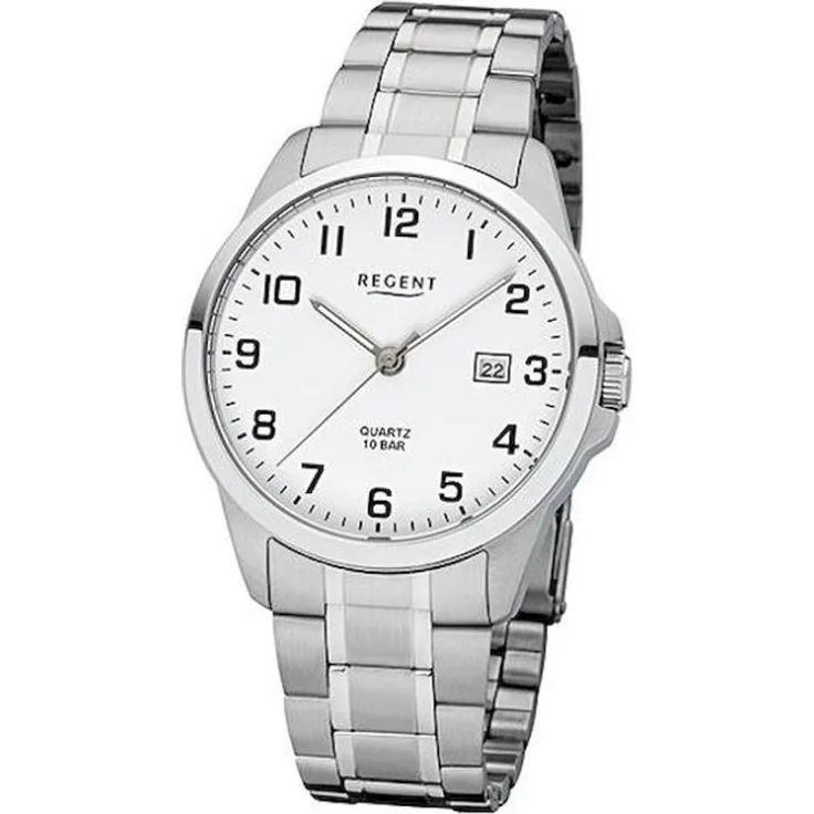 Regent Armbanduhr Herren Chronograph F 1009, Analoguhr, 39 mm, silber
